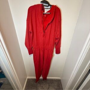 FP Movement by Free People Red Hooded Jumpsuit